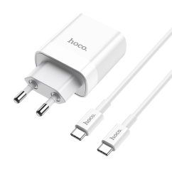 Nabíjačka do siete Hoco C80A Network Charger PD20W/QC3.0 + Type-C Cable White