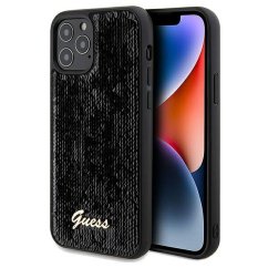 Kryt Original Faceplate Case Guess Guhcp12Mpsfdgsk iPhone 12/12 Pro (Sequin Script Metal  / Black)