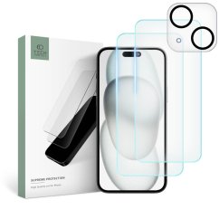 Ochranné tvrdené sklo Tech-Protect Supreme Set iPhone 15 Plus Clear