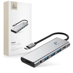 HUB rozbočovač Tech-Protect Hb04 Hub Adapter 9In1 Type-C + Usb2.0 + Usb3.0 + Hdmi 4K 60Hz + Sd/Tf + PD100W + Av3.5 Space Grey