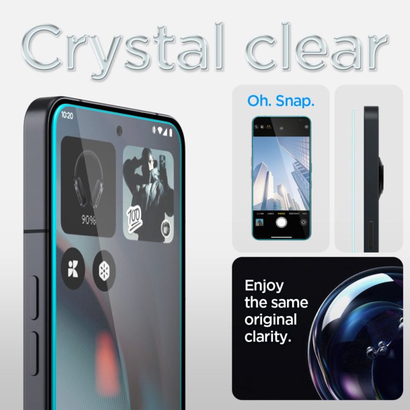 2ks v balení, set ochranných skiel Spigen Glas.Tr ”Ez Fit” 2-Pack Nothing Phone 3 Clear