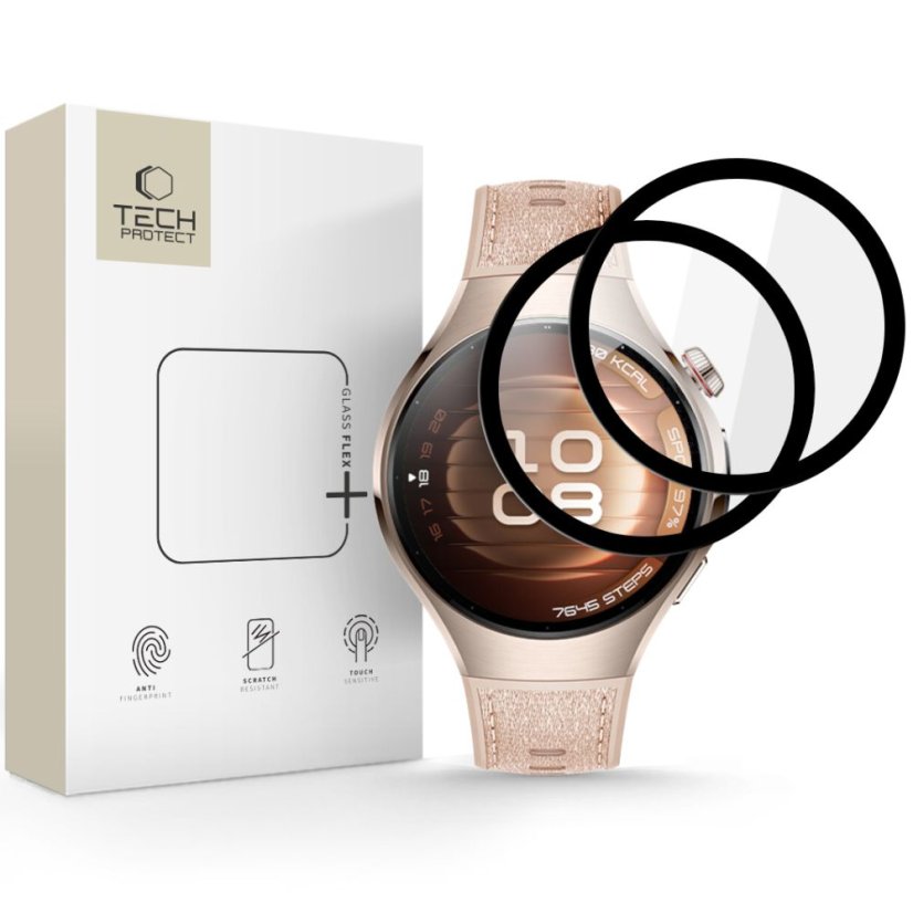 Ochranné sklo Hydbridné Sklo Tech-Protect Glass Flex+ 2-Pack Huawei Watch 5 (42 mm) Black