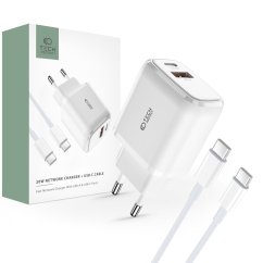 Nabíjačka do siete Tech-Protect C20W 2-Port Network Charger PD20W/QC3.0 + Type-C Cable White