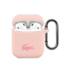 Lacoste Liquid Silicone Glossy Printing Logo pouzdro pro Airpods 1/2 Pink