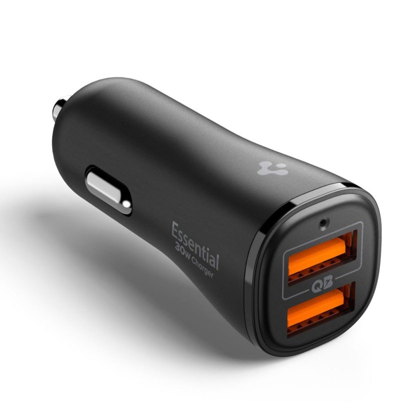 Spigen Essential Ev302 2 portos autós töltő 30W Black