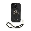 Guess PU 4G Metal Logo Strap zadný kryt pre iPhone 16 Pro Max Black