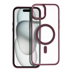 Kryt Matte Mag Cover Case s MagSafe iPhone 15 Plus Plum Red