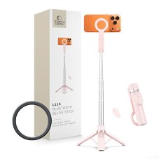 Selfie tyč Tech-Protect L11S MagSafe Bluetooth so statívom Pink