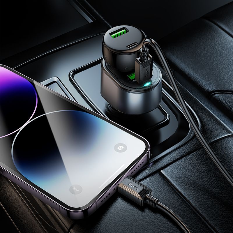 Nabíjačka auta Car Charger Hoco USB A + USB C + Cigarette Lighter Pd Qc3.0 3A 35W Z56 Black