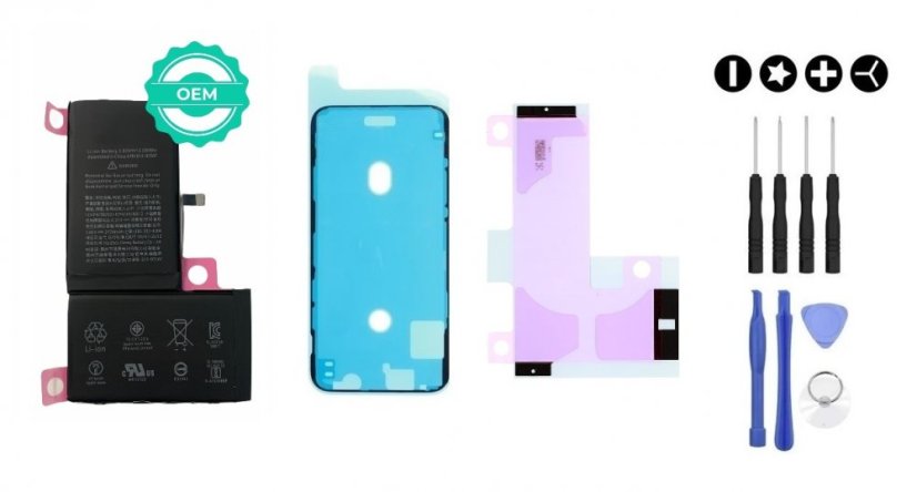 MULTIPACK - OEM akkumulátor iPhone XS Max + ragasztó a kijelző alatt + ragasztó az akkumulátor alatt + szerszámkészlet
