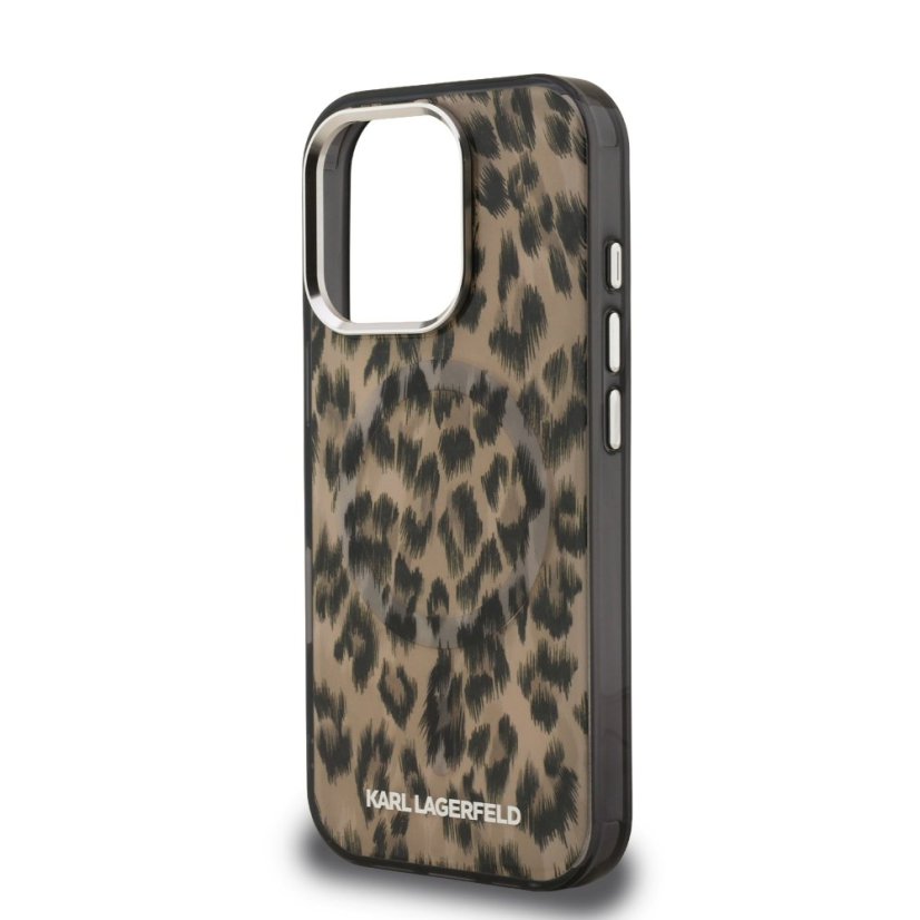 Karl Lagerfeld IML Leopard MagSafe zadný kryt pre iPhone 16 Pro Max Brown