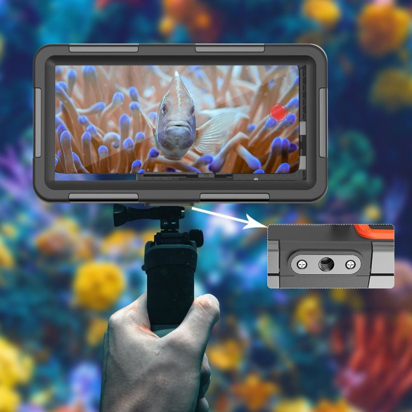 Vodeodolné púzdro Tech-Protect Ipx8 Universal Diving Waterproof Case Black/Orange