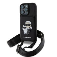 Karl Lagerfeld Saffiano Crossbody Popruh Karl and Choupette kryt pre iPhone 16 Pro Black