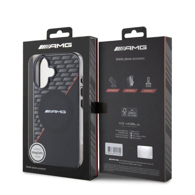AMG Rhombs MagSafe zadný kryt pre iPhone 16 Plus Black/Red