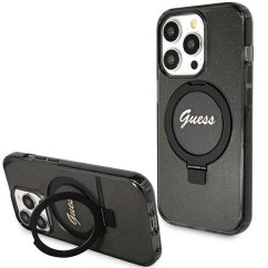 Kryt Original Faceplate Case Guess Guhmp15Xhrsgsk iPhone 15 Pro Max (s MagSafe / Glitter Script Logo / Ring Stand / Black)