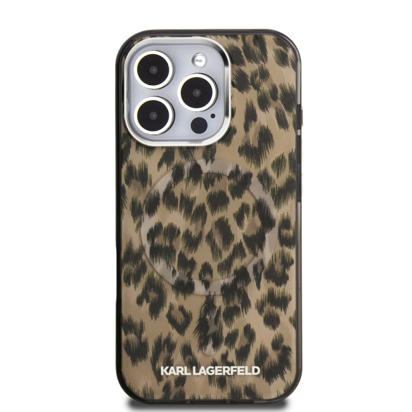 Karl Lagerfeld IML Leopard MagSafe zadný kryt pre iPhone 16 Pro Max Brown
