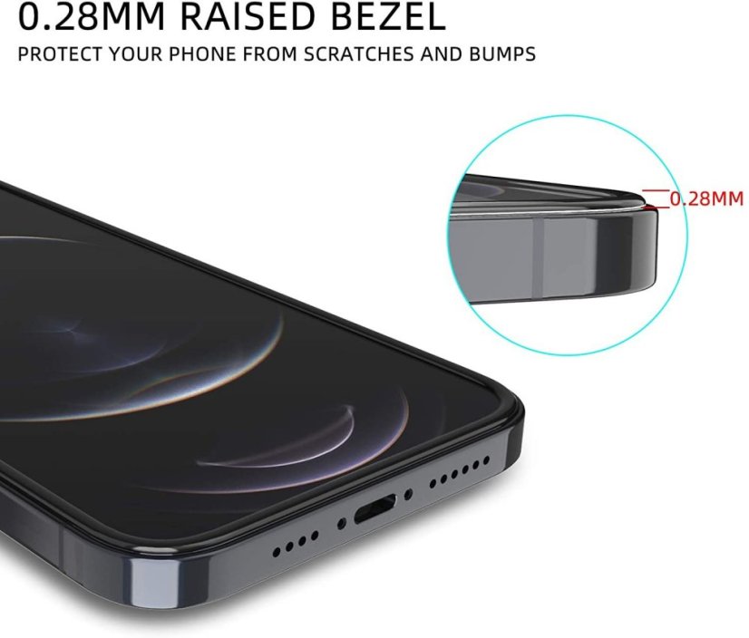 5D Hybrid ochranné sklo iPhone 12 Pro Max s vystúpenými okrajmi - čierne