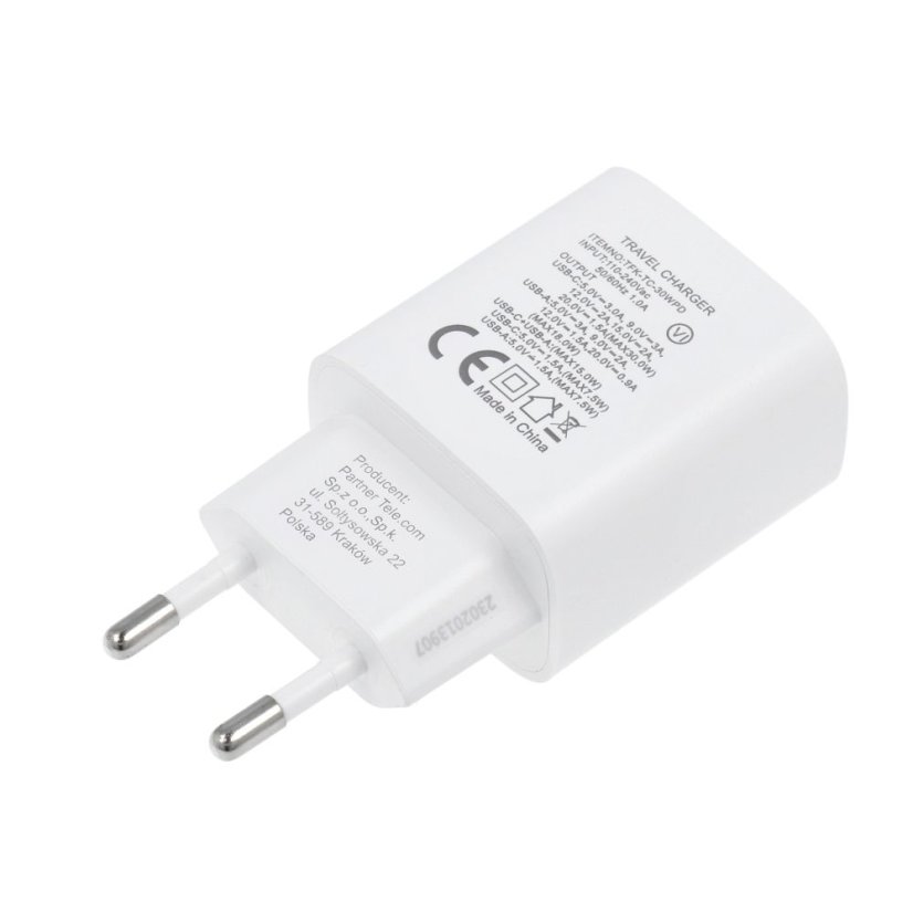 Phone Charger Forcell F-Energy USB C + USB A Qc4.0 Pd 3A 30W Tfk-Tc-30Wpd White