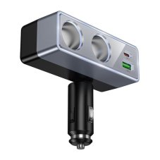Nabíjačka auta Car Charger Hoco 1Xusb A + 1Xusb C+2X Cigarette Lighter Ports Pd Qc3.0 Max 240W/24V Z65B Black