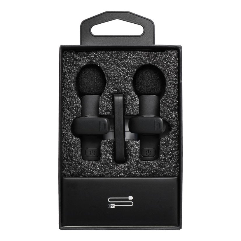 Wireless Lavalier Microphone Lightning Double With Long Hair (2 In Set) K1 Black
