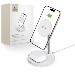 Bezdrôtová nabíjačka Tech-Protect Qi15W-A39 2v1 Magnetic Magsafe Wireless Charger White