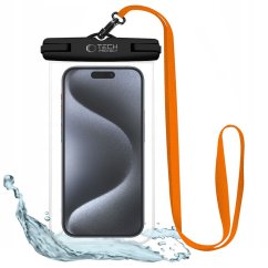 Vodeodolné púzdro Tech-Protect Uwc7 Universal Waterproof Case 6.9 Inch Black/Orange