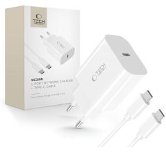 Nabíjačka do siete Tech-Protect Nc20W 1-Port Network Charger PD20W + Type-C Cable White