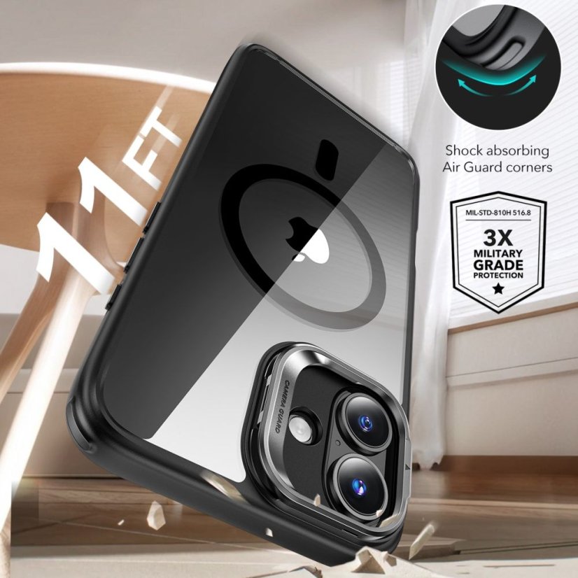Kryt ESR Classic Hybrid Kickstand Halolock Magsafe & Tempered Glass iPhone 16 Clear/Black