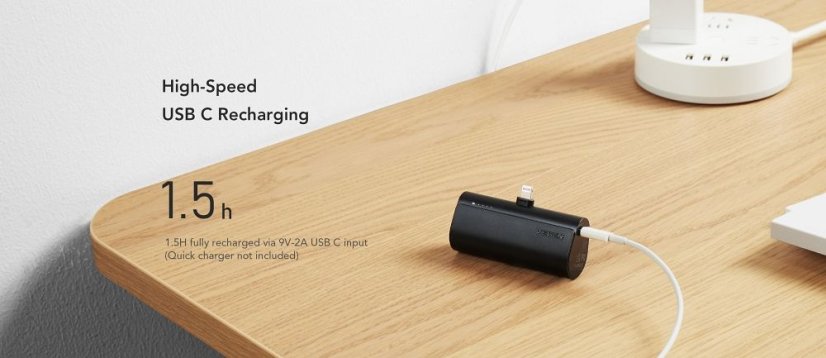 Powerbanka Powerbank Veger Plugon (W0556P) Pd Qc3.0 3A 20W 5000 mAh With A Built-In Connector Lightning Black