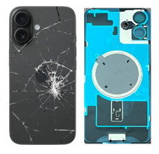 Apple iPhone 16 Plus - Náhradné zadné sklo housingu so sklíčkom kamery a MagSafe (Black)
