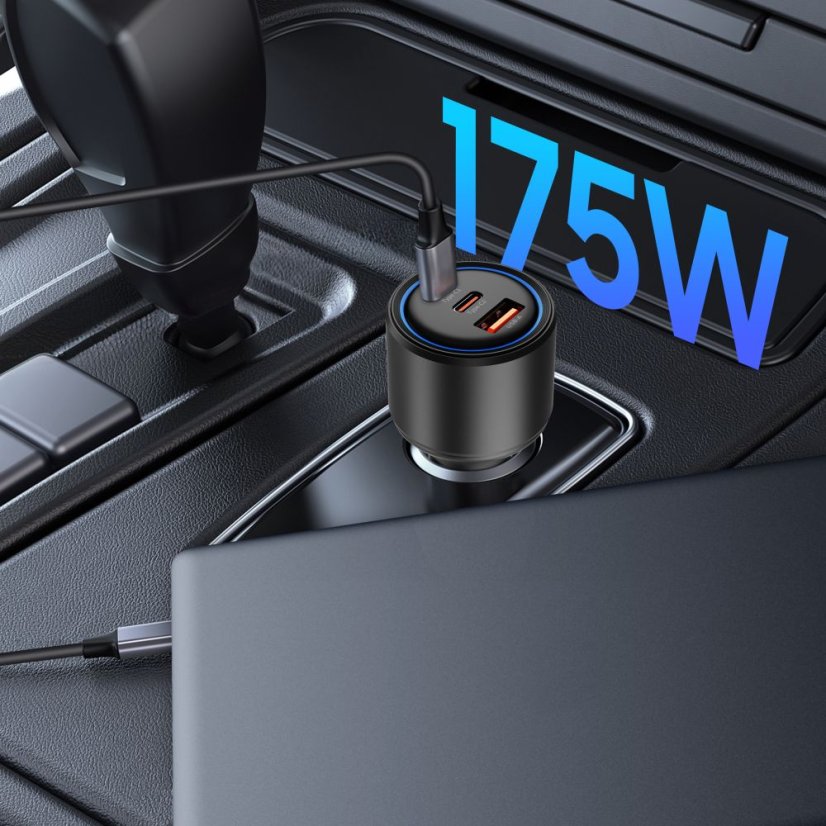 Tech-Protect Cc04 3 portos autós töltő PD 175W Black
