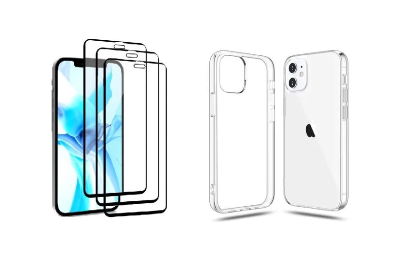 4PACK - 3x ochranné tvrdené sklo + priesvitný kryt - iPhone 12 mini
