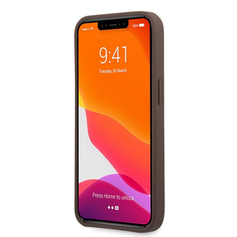 Guess PU 4G Metal Logo zadný kryt pre iPhone 13 Pro Max Brown