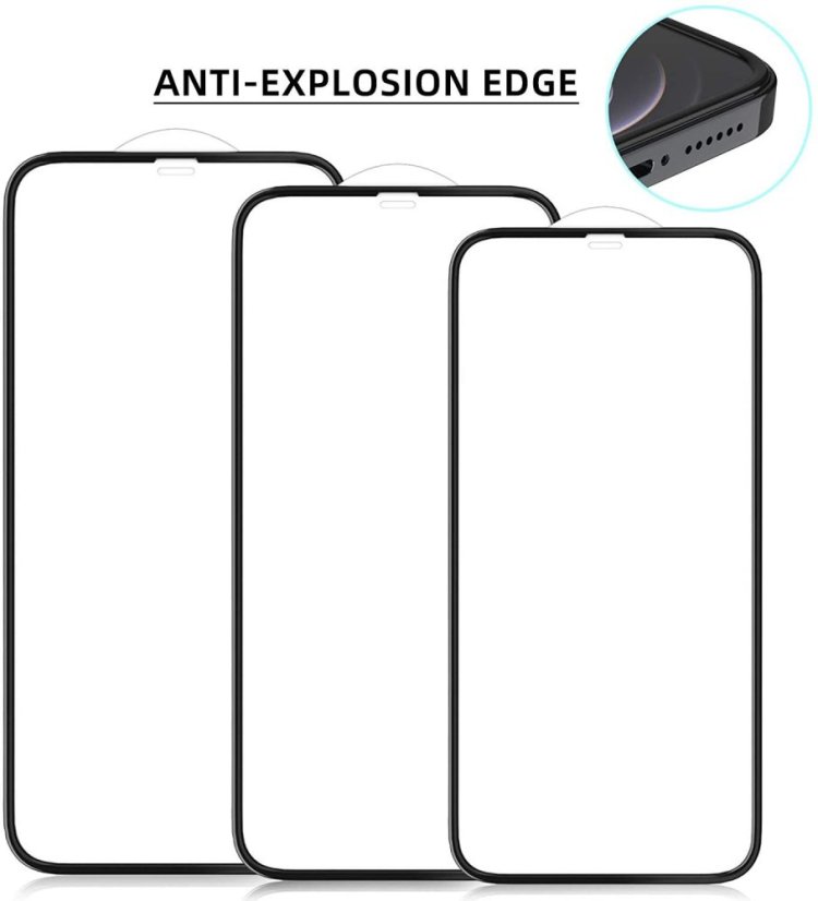 5D Hybrid ochranné sklo iPhone 12 mini s vystúpenými okrajmi - čierne