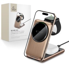 Bezdrôtová nabíjačka Tech-Protect Qi15W-A42 3v1 Magnetic Magsafe Wireless Charger Desert Gold