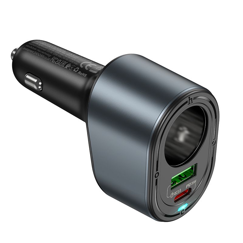 Nabíjačka auta Car Charger Hoco USB A + USB C + Cigarette Lighter Pd Qc3.0 3A 35W Z56 Black