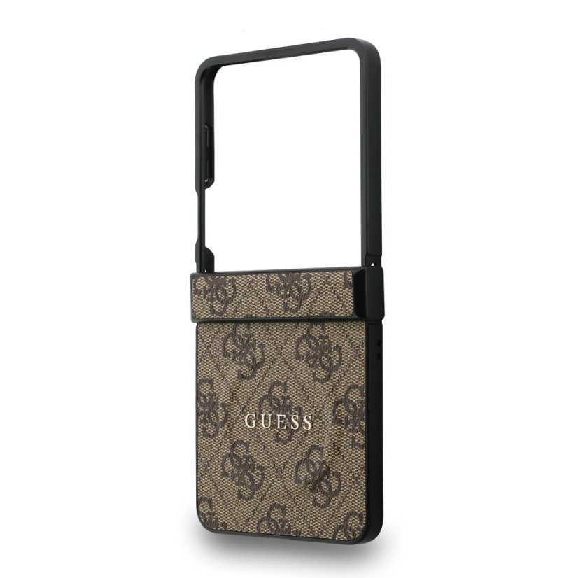 Guess PU Leather 4G Colored Ring Magnetic zadný kryt pre Samsung Galaxy Z Flip 7 Brown