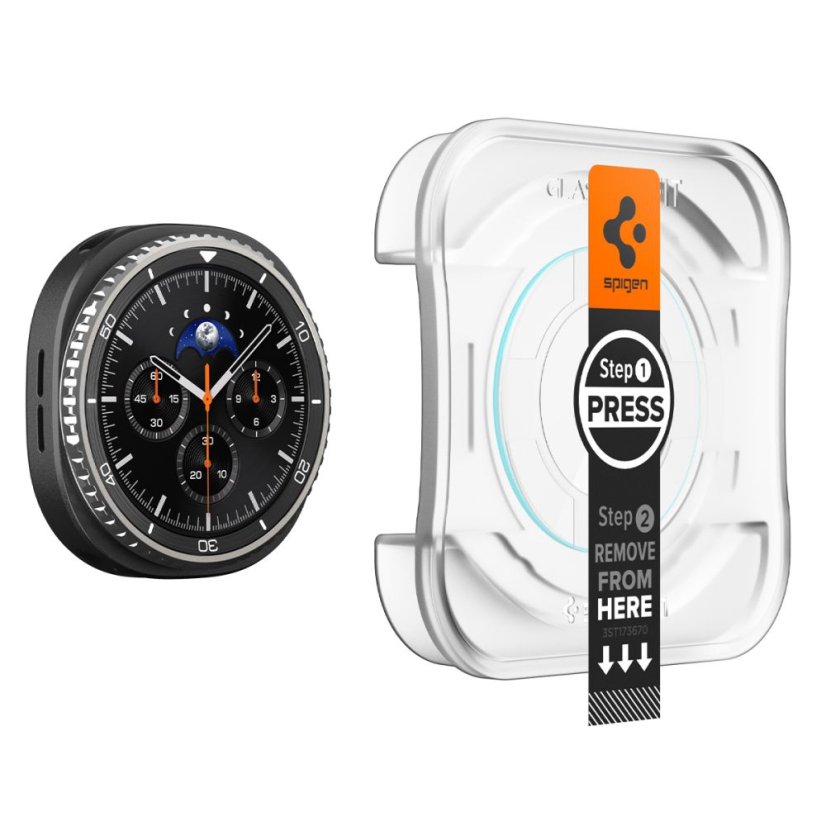 2ks v balení, set ochranných skiel Spigen Glas.Tr ”Ez-Fit” 2-Pack Samsung Galaxy Watch 8 Classic (46 mm) Clear