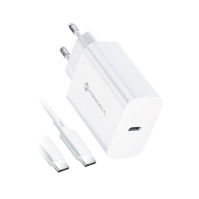 Kábel Phone Charger Forcell F-Energy USB C Qc4.0 Pd 3A 25W + Cable USB C to USB C Tfk-Tc-25Wpd White