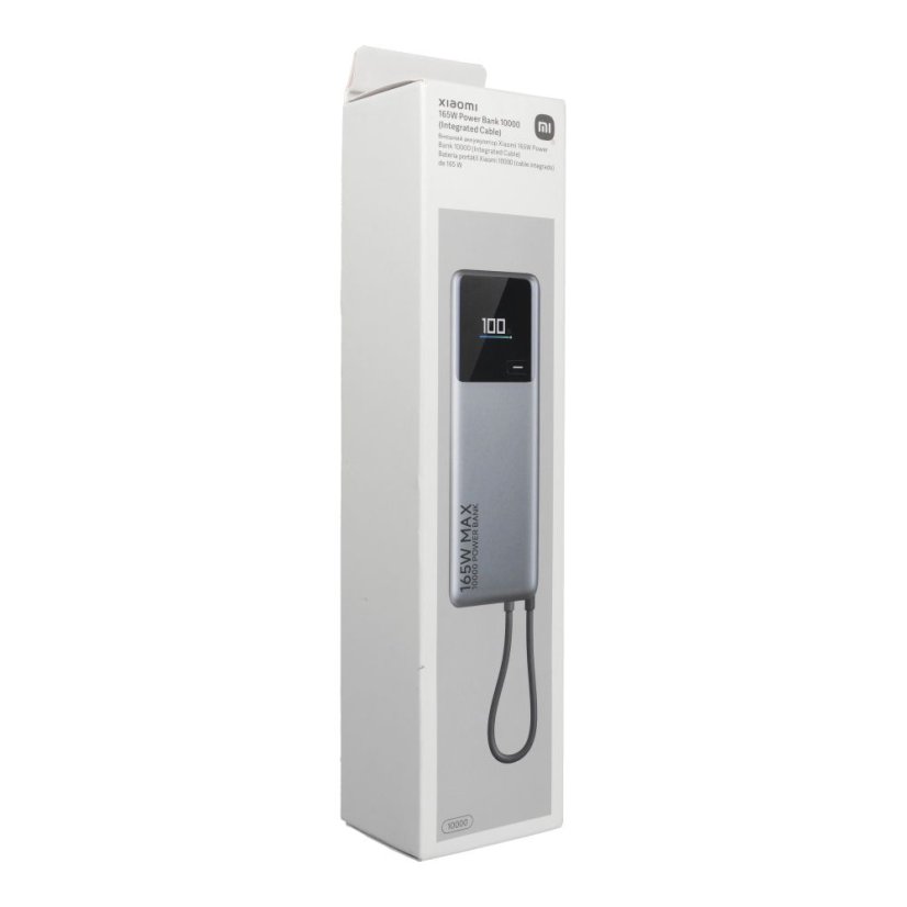 Kábel Powerbank Xiaomi 10000 mAh Qc Pd 165W With Built-In Cable USB C Pb1165Mi With Led Dispaly Gray