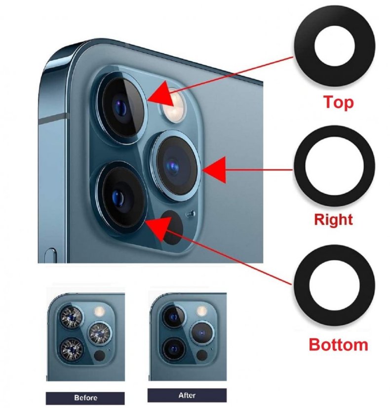 iPhone 12 Pro Max - Csere hátsó kameraüveg (pótalkatrész)