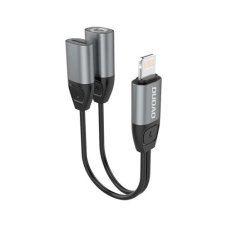 DUDAO adaptér konektor - 2x lightning - 3,5mm port audio čierny DUDAO adaptér konektor - 2x lightning - 3,5mm port audio čierny
