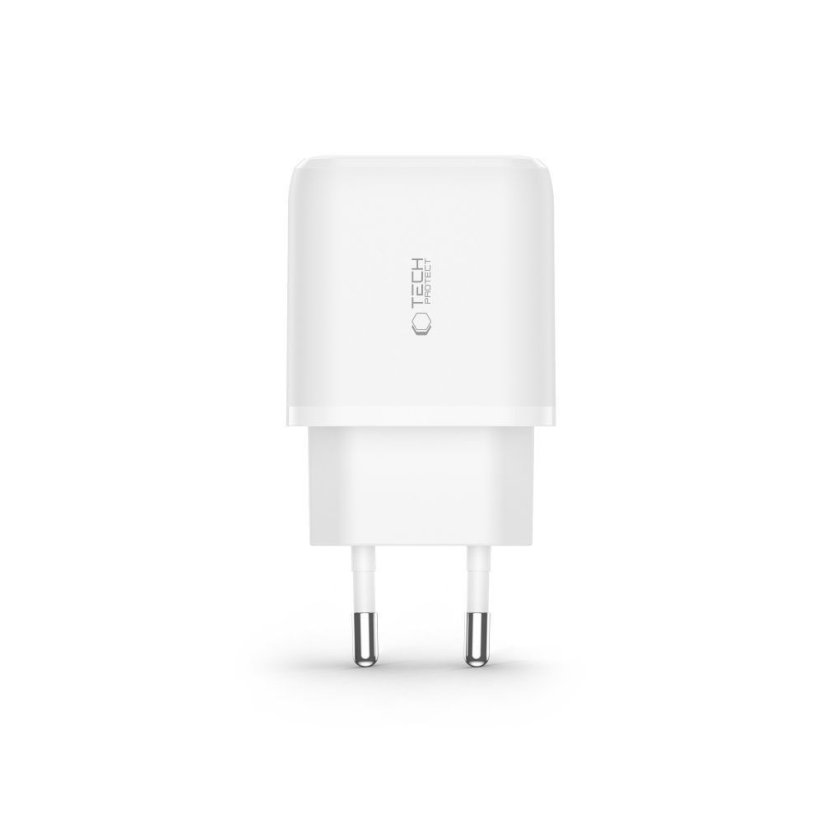 Nabíjačka do siete Tech-Protect C20W 2-Port Network Charger PD20W/QC3.0 + Type-C Cable White