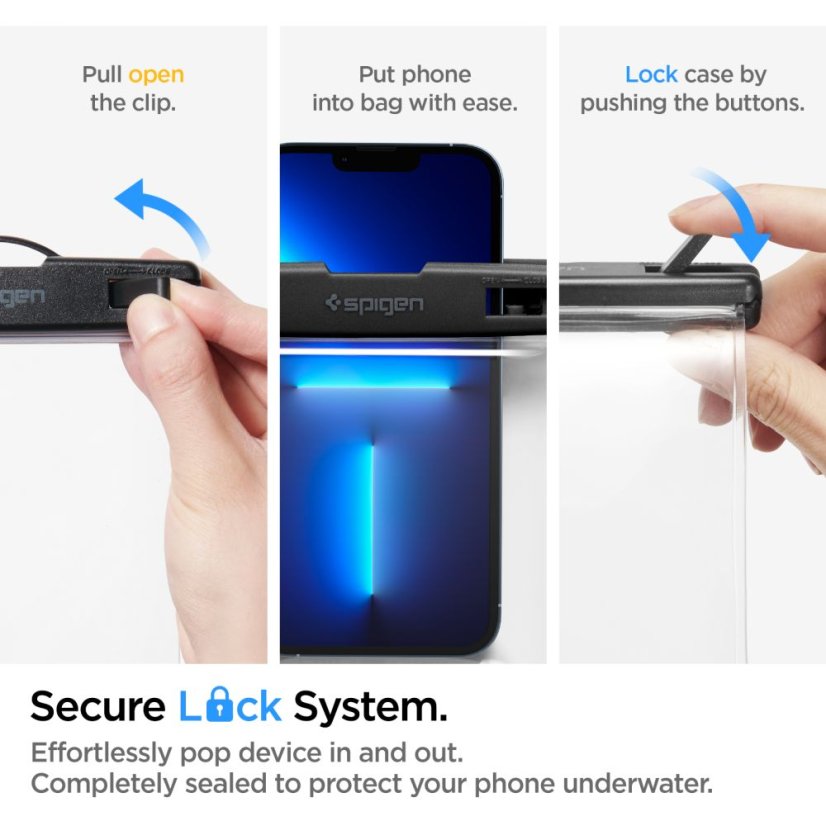 Vodeodolné púzdro Spigen A601 Universal Waterproof Case Crystal Clear