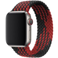 Remienok pre Apple Watch (42/44/45mm) Elastic Nylon, veľkosť 135-150mm - Black Red