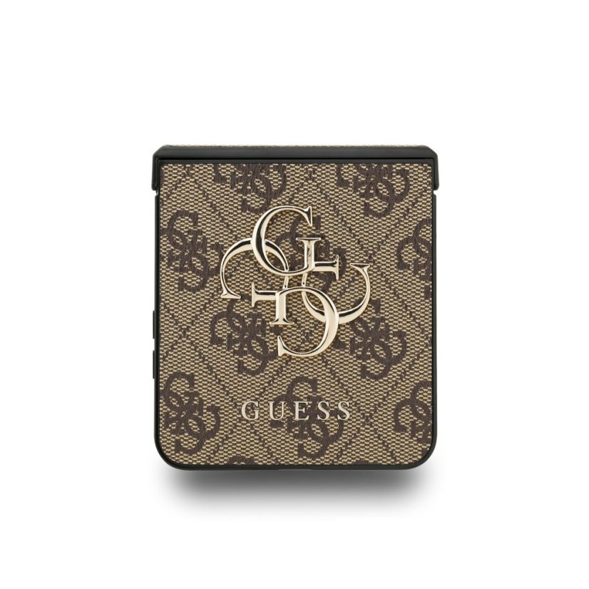 Guess PU 4G Metal Logo zadný kryt pre Samsung Galaxy Z Flip 7 Brown