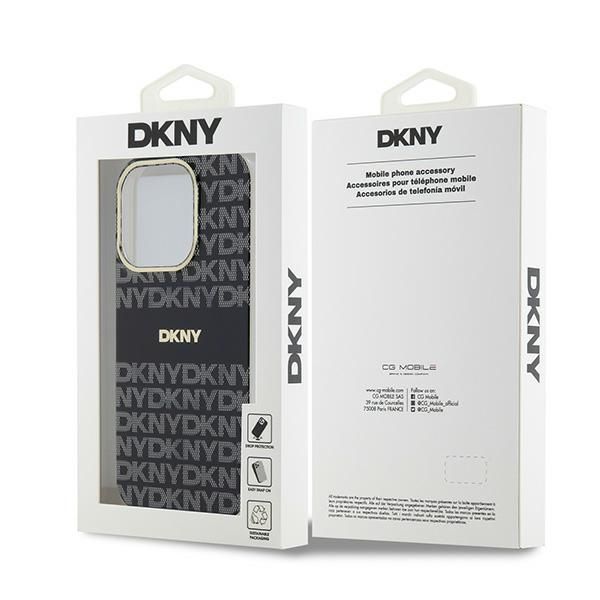 Kryt DKNY Case iPhone 15 Pro Max s MagSafe Dkhmp15Xhrhsek (DKNY Hc Magsafe Pc Tpu Repeat Texture Pattern W/ Stripe) Black