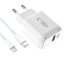 Nabíjačka do siete Tech-Protect Nca20 2-Port Network Charger PD 20W / QC3.0 + Lightning Cable White