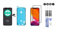 MULTIPACK - Čierny LCD displej iPhone XS + lepka pod displej + 3D ochranné sklo + sada náradia