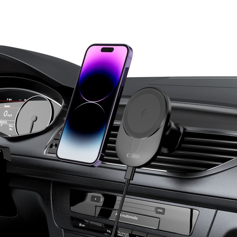 Držiak do auta Tech-Protect mm15W-V1 Magnetic Magsafe Vent Car Mount Wireless Charger 15W Black